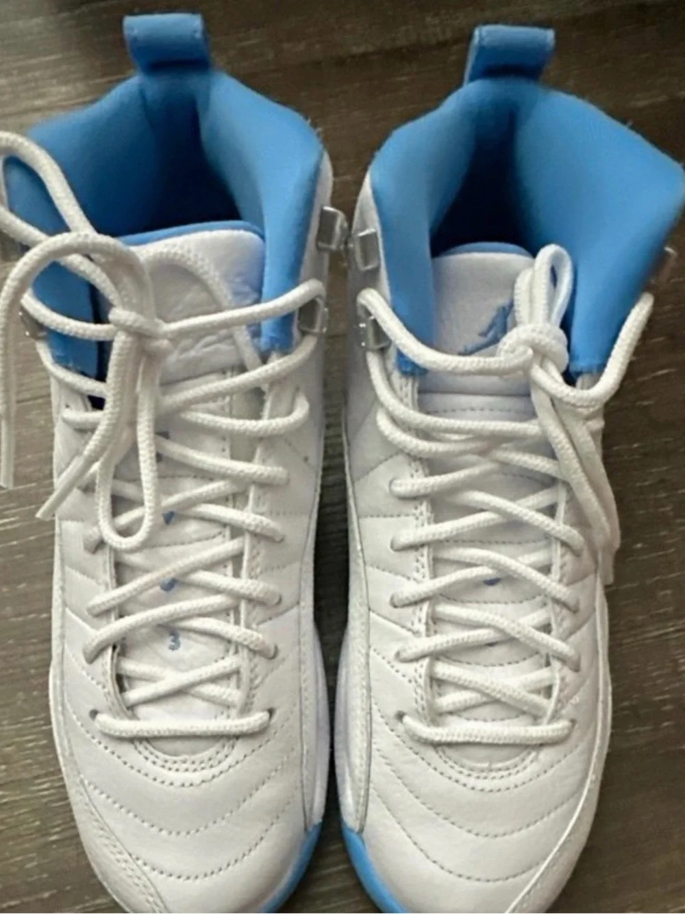 Jordan Kids White and Light Blue High-Top Sneakers